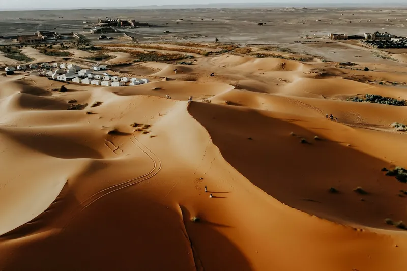 A camp among the dunes near Merzouga